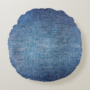 Blauer Hintergrund, Texturhintergrund aus Jeans-De Rundes Kissen