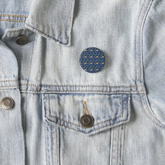 Blauer Hintergrund Thread-Effekt Blumenmuster Button (Beispiel)