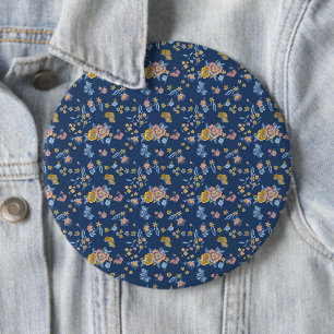 Blauer Hintergrund Thread-Effekt Blumenmuster Button