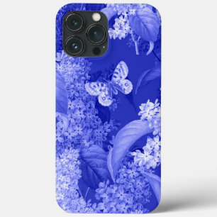 Blauer Hintergrund von Blume und einem Schmetterli Case-Mate iPhone Hülle