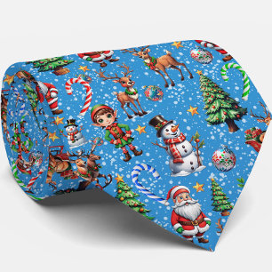 Blauer Hintergrund Weihnachtsdekorationsmuster Krawatte