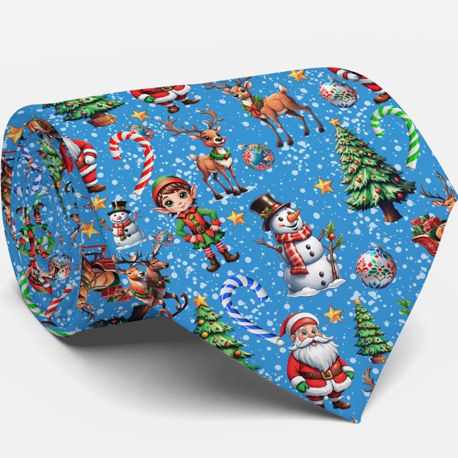 Blauer Hintergrund Weihnachtsdekorationsmuster Krawatte (Von Creator hochgeladen)