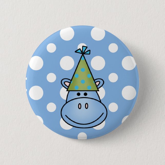 Blauer Hippo Button (Vorderseite)