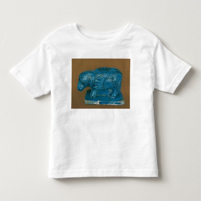 Blauer Hippopotamus mit schwarzer Dekoration Kleinkind T-shirt (Vorderseite)