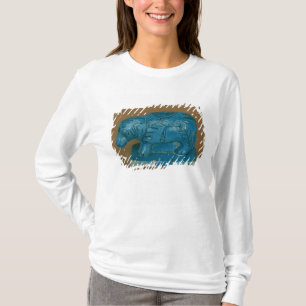 Blauer Hippopotamus mit schwarzer Dekoration T-Shirt