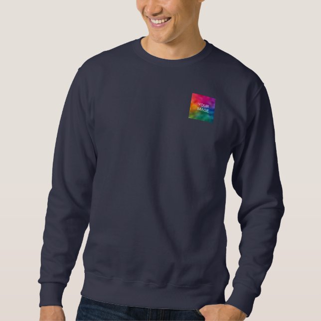 Blauer Hochladen von Bildlogo Hinzufügen von Text  Sweatshirt (Vorderseite)
