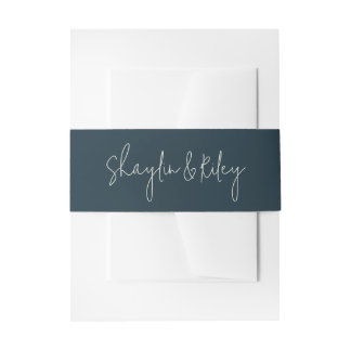 Blauer Hochzeitsempfang für Braut und Groom Names Einladungsbanderole