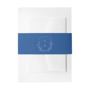 Blauer Hochzeitsgrad des botanischen Wappen Einladungsbanderole