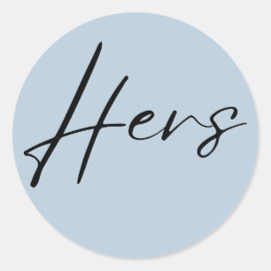 Blauer Hochzeitskoffer mit ihrem Aufkleber