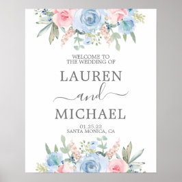 Blauer Hochzeitstag Begrüßungszeichen Poster