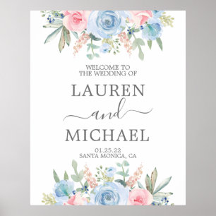 Blauer Hochzeitstag Begrüßungszeichen Poster