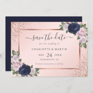 Blauer Hochzeitstag in Navy Blue Rose Save The Date