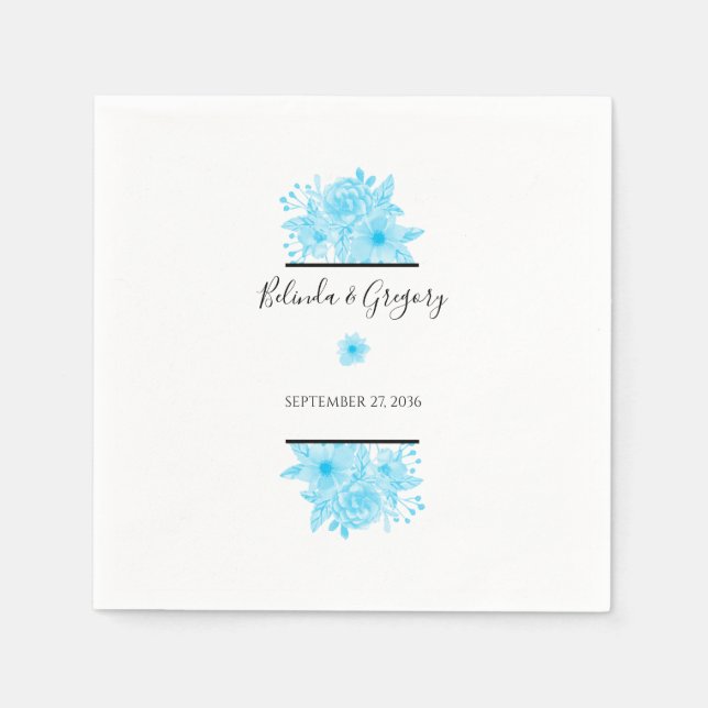 Blauer Hochzeitstag Serviette (Vorderseite)