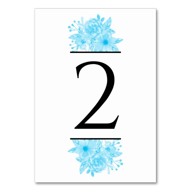Blauer Hochzeitstag Tischnummer (Vorderseite)