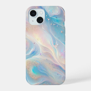 Blauer Holografischer Opal-Gold-Glitter iPhone 15 Hülle