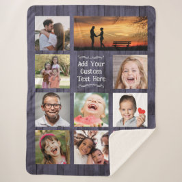 Blauer Holz-Fotocollage mit Text Sherpadecke