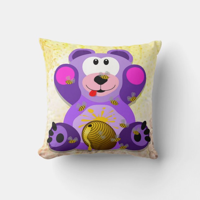 Blauer Honig Bär Kissen (Vorderseite)