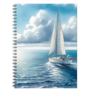 Blauer Horizont Segelboot allein unterwegs Notizblock