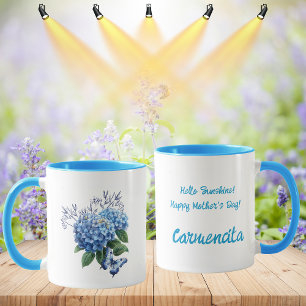 Blauer Hortensien-Blumenstrauß Tasse