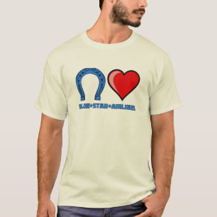 Blauer HufeisenLiebe-blauer Stern-Fluglinien-T - T-Shirt