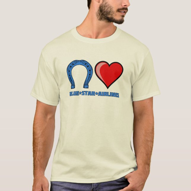 Blauer HufeisenLiebe-blauer Stern-Fluglinien-T - T-Shirt (Vorderseite)