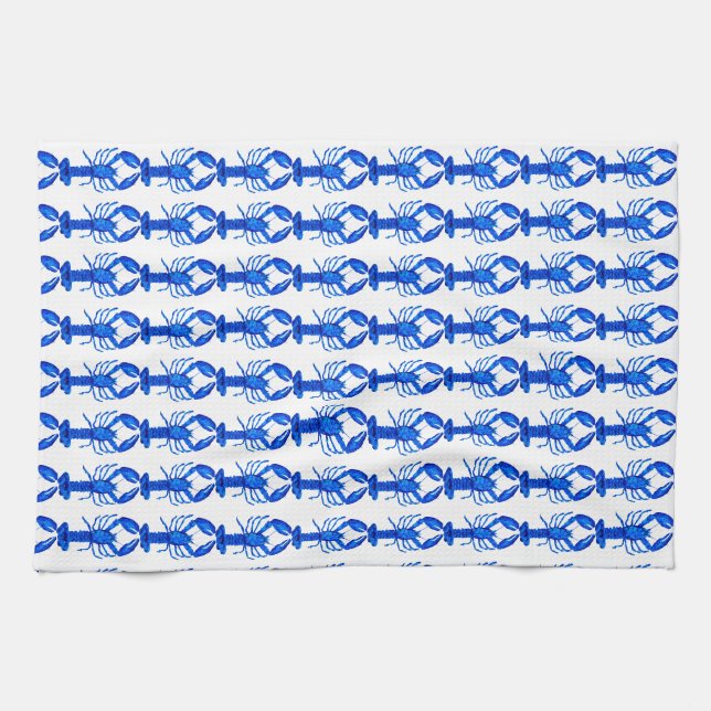 Blauer Hummer Geschirrtuch (Horizontal)