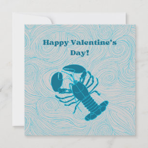 Blauer Hummer Valentinstag Feiertagskarte