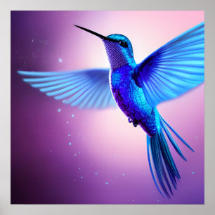 Blauer Hummingvogel Poster