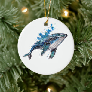 Blauer Humpback Whale Keramik Ornament