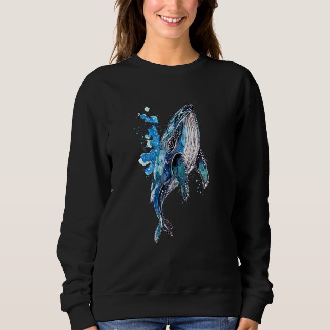 Blauer Humpback Whale Sweatshirt (Vorderseite)