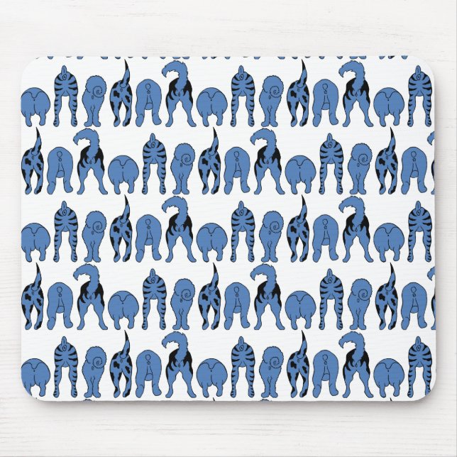 Blauer-Hund-Hintern-Muster Mousepad (Vorne)