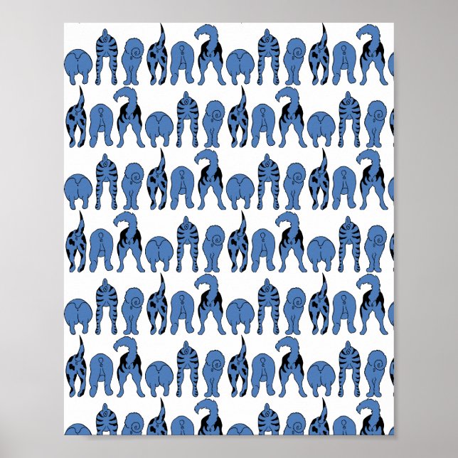 Blauer-Hund-Po-Muster Poster (Vorne)