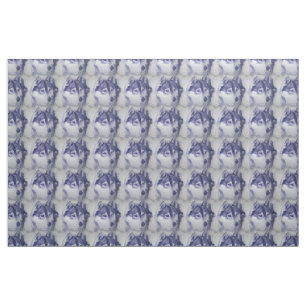 Blauer Hund und Schnee Stoff