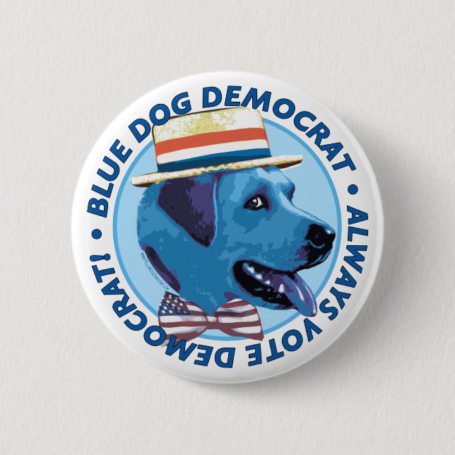 Blauer Hundedemokrat-Knopf Button (Vorderseite)