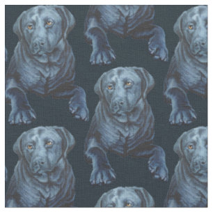 Blauer Hundemuster aus schwarzem Lab Stoff