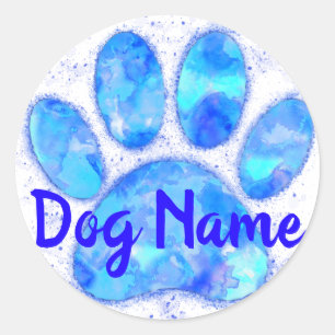 Blauer Hundepflaster mit Individuelle Name Runder Aufkleber