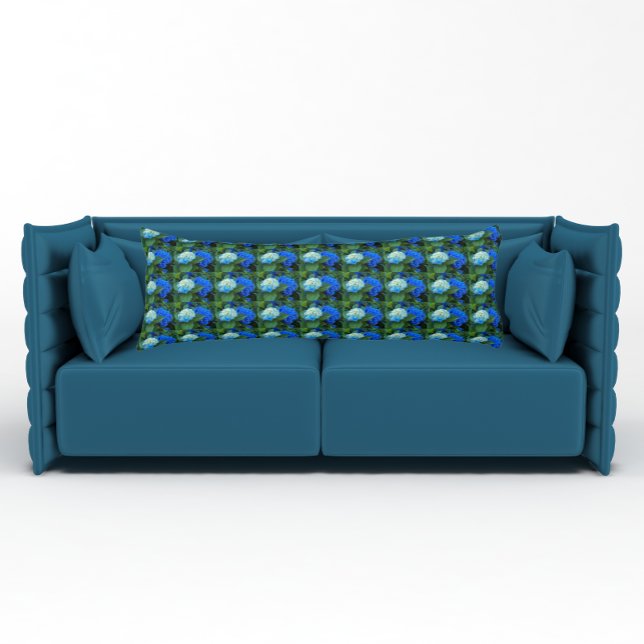 Blauer Hydrangea Blütenmuster Blumenmuster Kissen (In Situ)