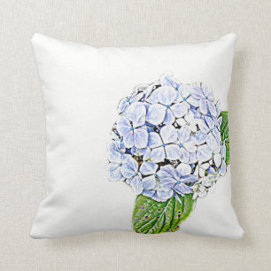 Blauer Hydrangea-Druck Kissen