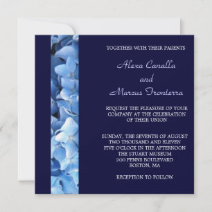 Blauer Hydrangea Hochzeitseinladung Einladung