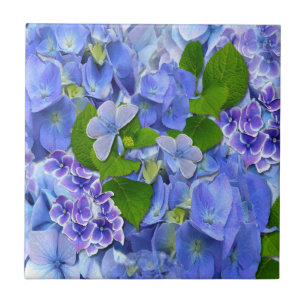 Blauer Hydrangeas und Schmetterlinge Fliese