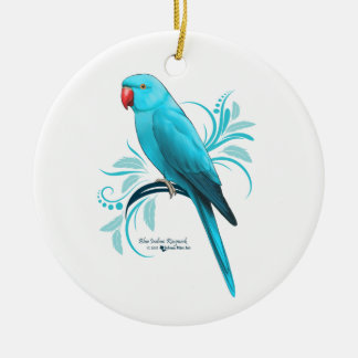 Blauer Inder Ringneck Papagei Keramikornament