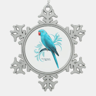Blauer Inder Ringneck Papagei Schneeflocken Zinn-Ornament