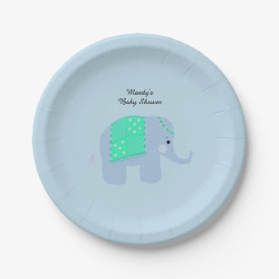 Blauer indischer Elefant Baby Shower Pappteller