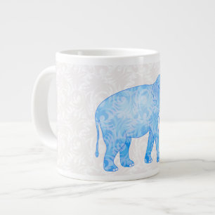 Blauer indischer Muster-Elefant Jumbo-Tasse