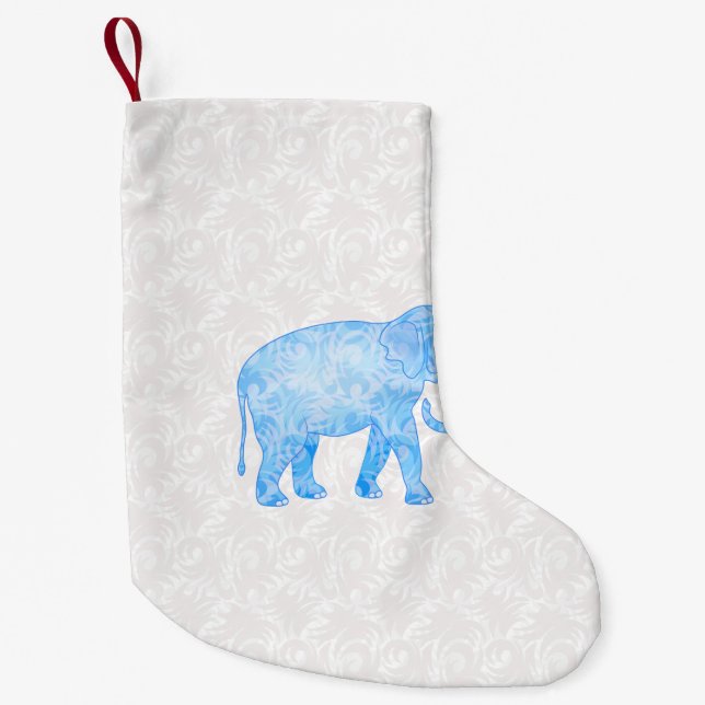 Blauer indischer Muster-Elefant Kleiner Weihnachtsstrumpf (Vorderseite)