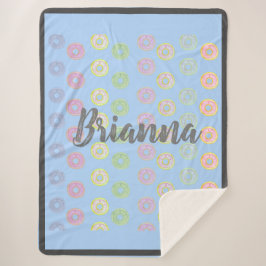 Blauer Individuelle Name Donut Sherpa Blanket Sherpadecke