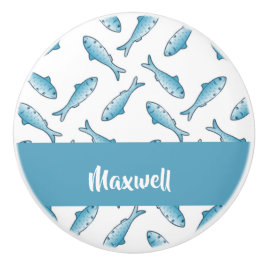 Blauer individuelle Name Keramikknauf