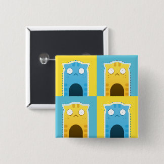 Blauer Ingwer-Katzen-Quadrat-Knopf Button
