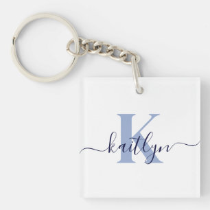 Blauer Initial-Name Monogramm Schlüsselanhänger