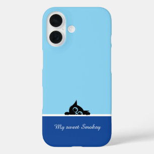 Blauer iPhone-Schutz mit süßem Kitzendesign iPhone 16 Hülle